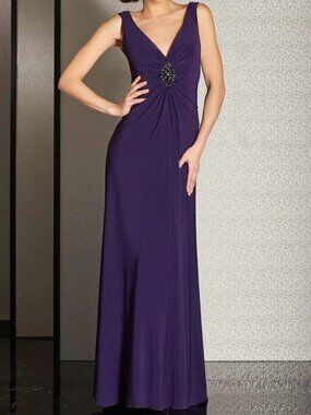 SALE NWT Clarisse M6252 Ruched Sleeveless Prom Dress Eggplant Size 12